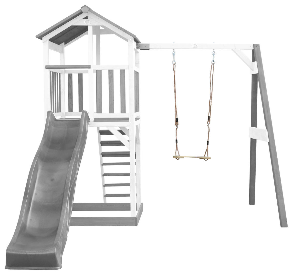 SPIELTURM 283,6/241,9/349 cm  - Weiß/Grau, KONVENTIONELL, Holz/Kunststoff (283,6/241,9/349cm) - Ambia Garden