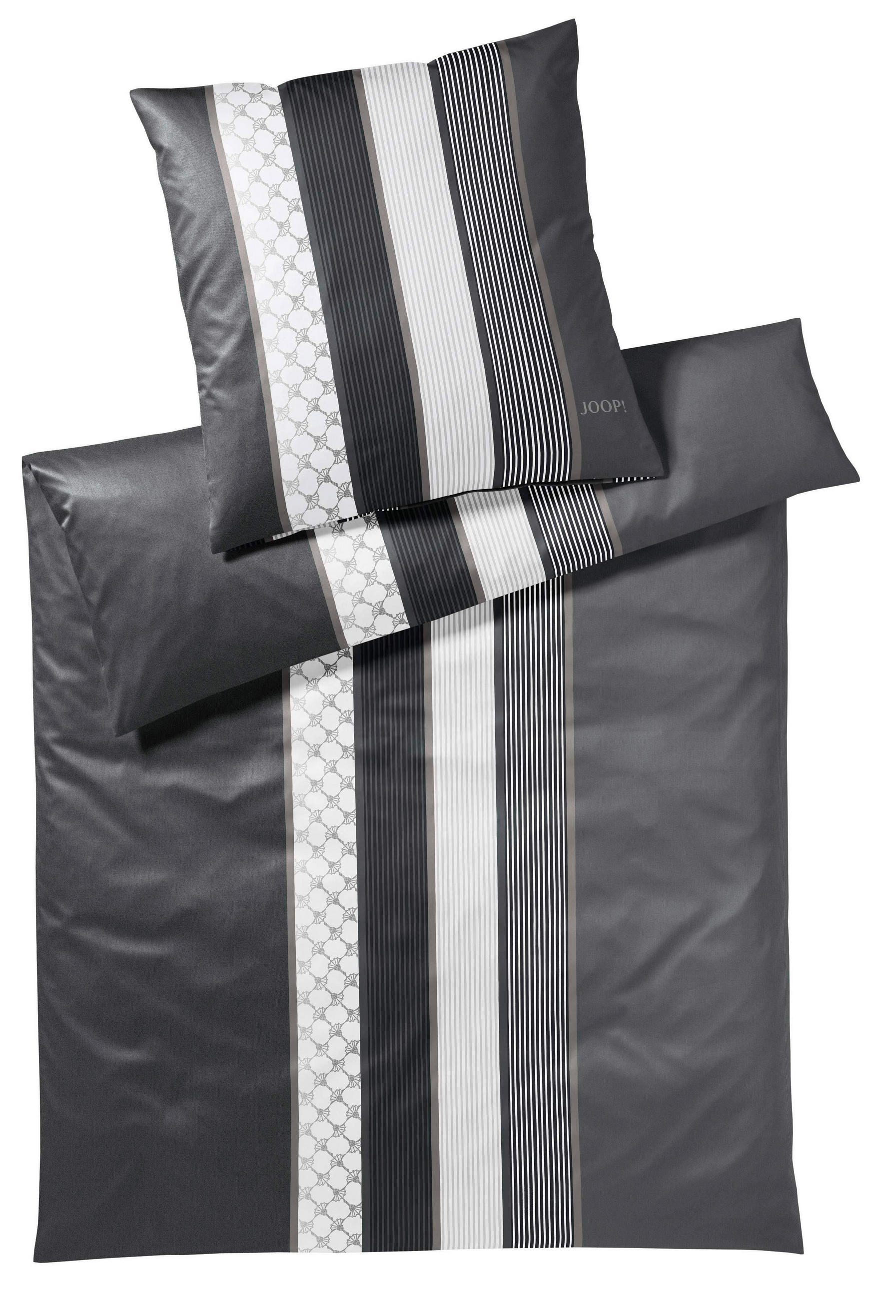 BETTWÄSCHESET Makosatin 160/210 cm  70 cm/50 cm  - Anthrazit/Schwarz, Design, Naturmaterialien/Textil (160/210cm) - Joop!