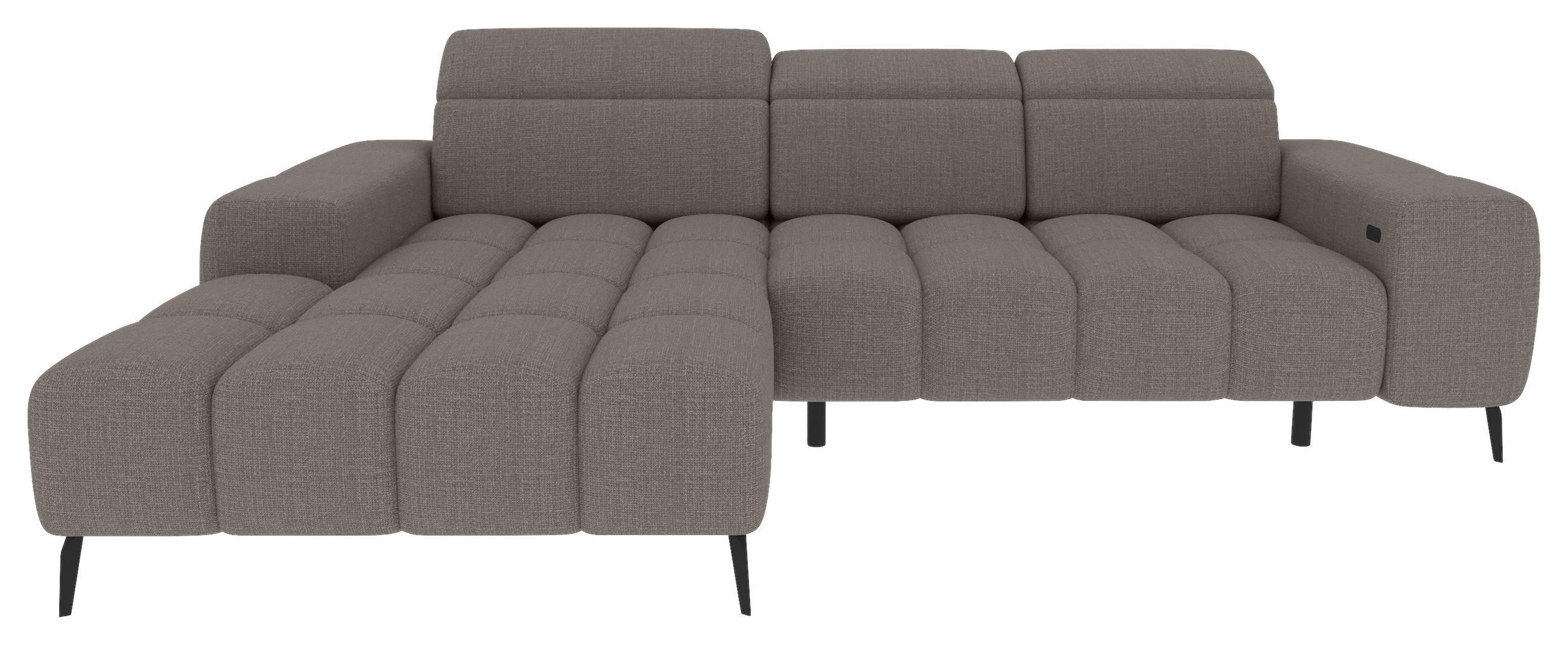 ECKSOFA Taupe Flachgewebe Rücken echt, Kopfteilverstellung, Sitztiefenverstellung  - Taupe/Schwarz, KONVENTIONELL, Kunststoff/Textil (171/273cm) - Carryhome