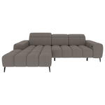 ECKSOFA Taupe Flachgewebe Rücken echt, Kopfteilverstellung, Sitztiefenverstellung  - Taupe/Schwarz, KONVENTIONELL, Kunststoff/Textil (171/273cm) - Carryhome