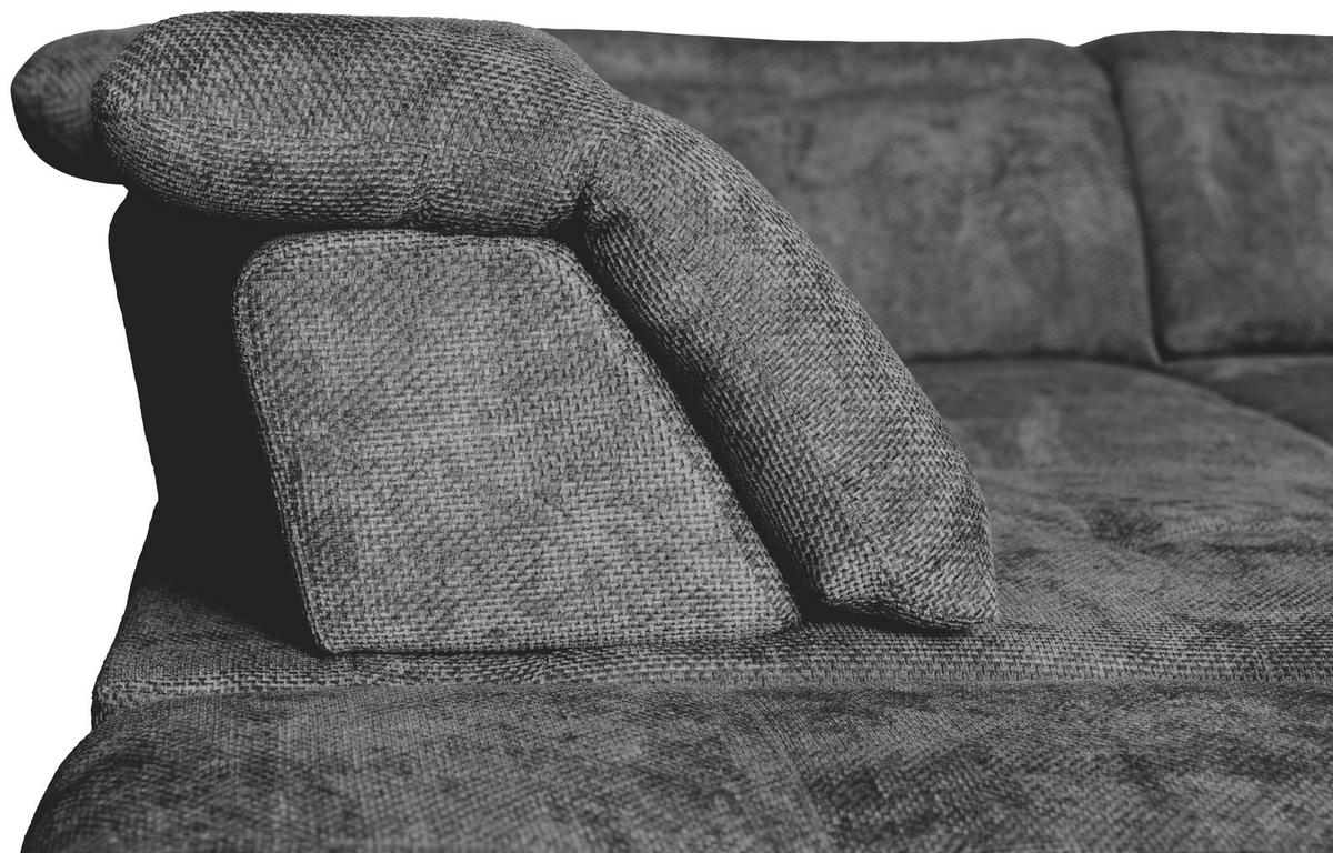 WOHNLANDSCHAFT Dunkelgrau Struktur  - Dunkelgrau/Schwarz, KONVENTIONELL, Textil/Metall (253/357/188cm) - Carryhome
