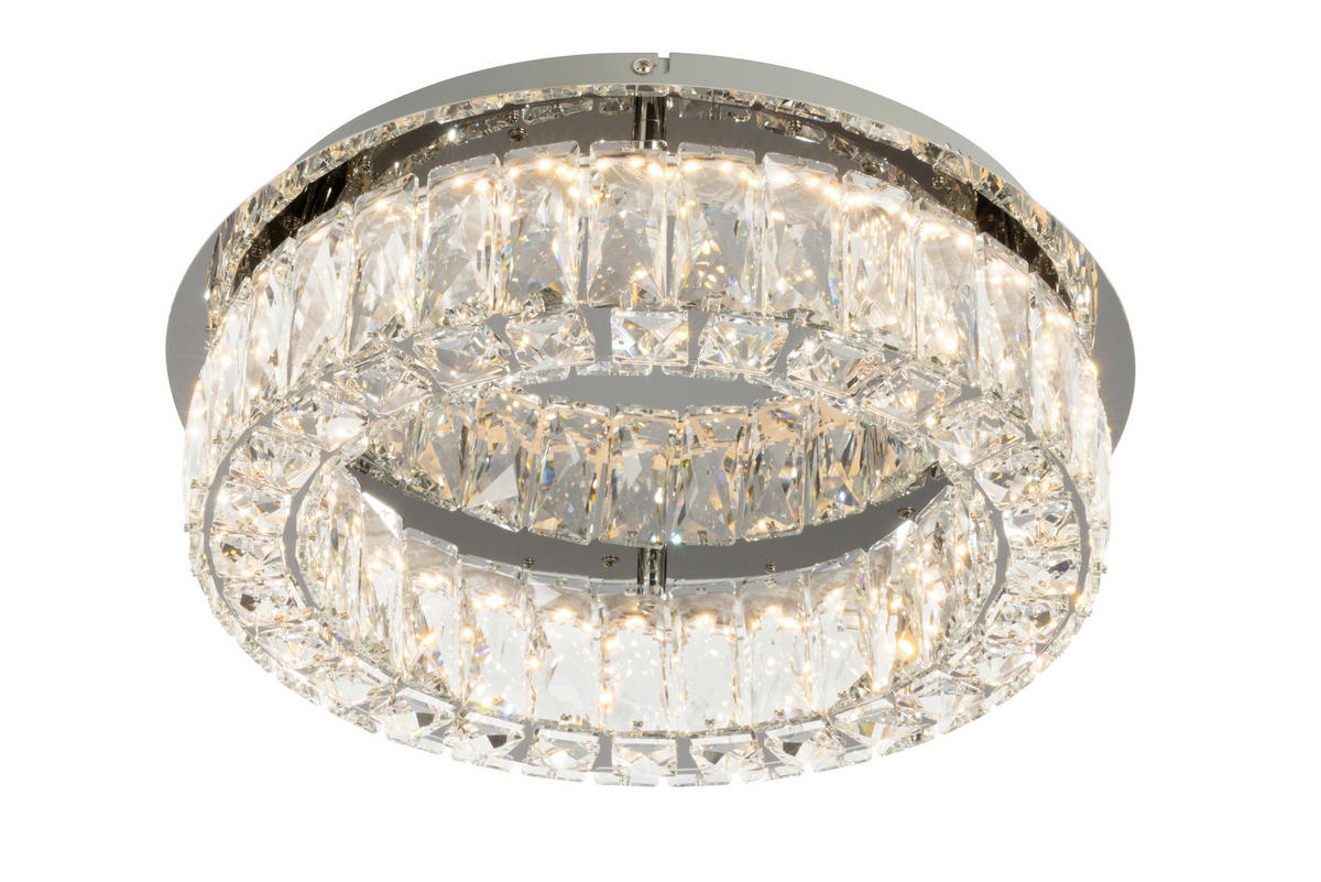 STROPNÉ LED SVIETIDLO, 40/14 cm  - priehľadné, Konventionell, kov/sklo (40/14cm) - Novel