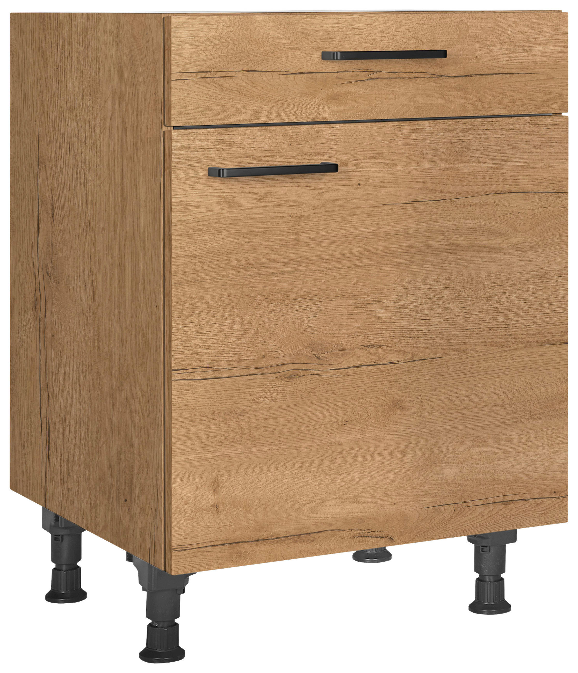 SCHUBKASTENUNTERSCHRANK 60/87/56 cm  in Eichefarben  - Eichefarben/Schwarz, MODERN, Holzwerkstoff/Metall (60/87/56cm) - Nobilia