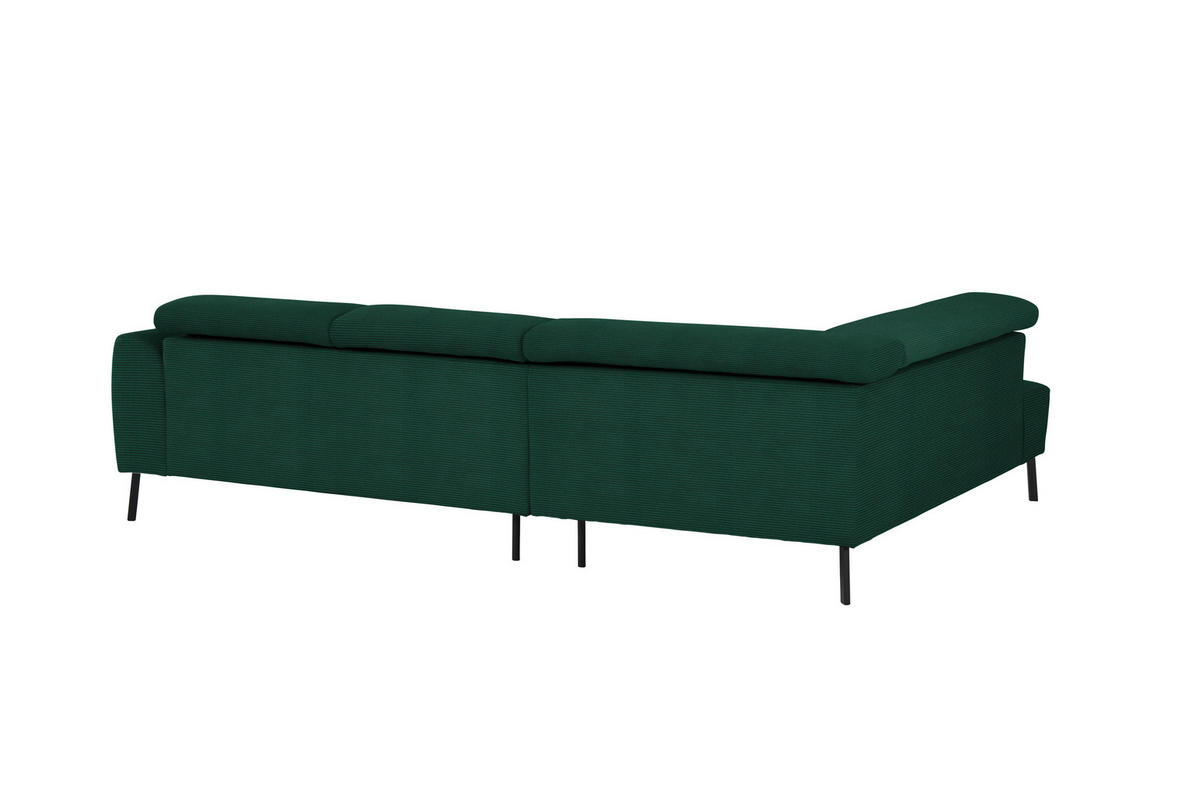 ECKSOFA in Feincord Waldgrün  205/280 cm  - Waldgrün/Schwarz, Design, Textil/Metall (205/280cm) - Xora
