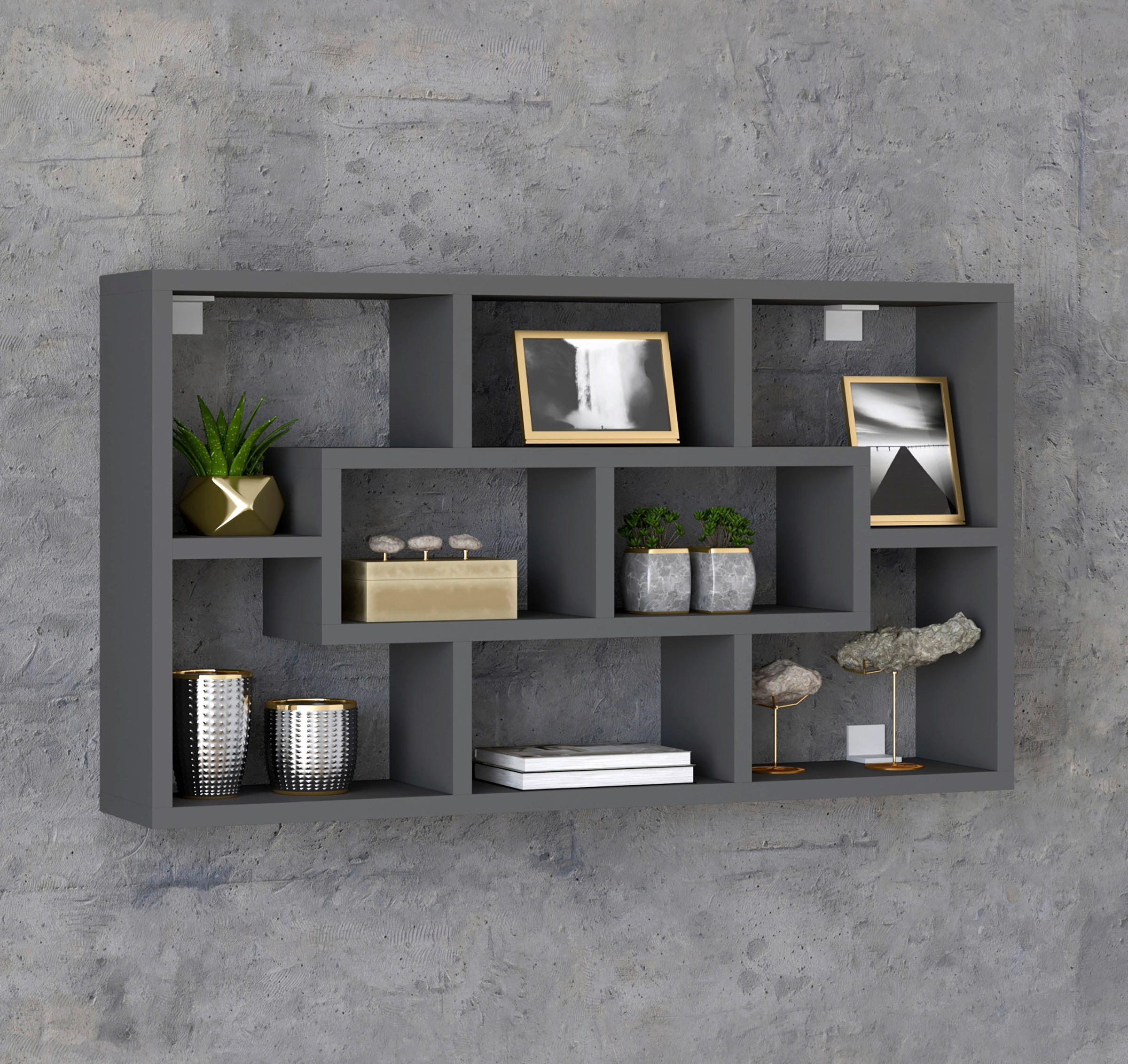 WANDREGAL 85/48/16 cm  - Anthrazit, MODERN, Holzwerkstoff (85/48/16cm) - MID.YOU