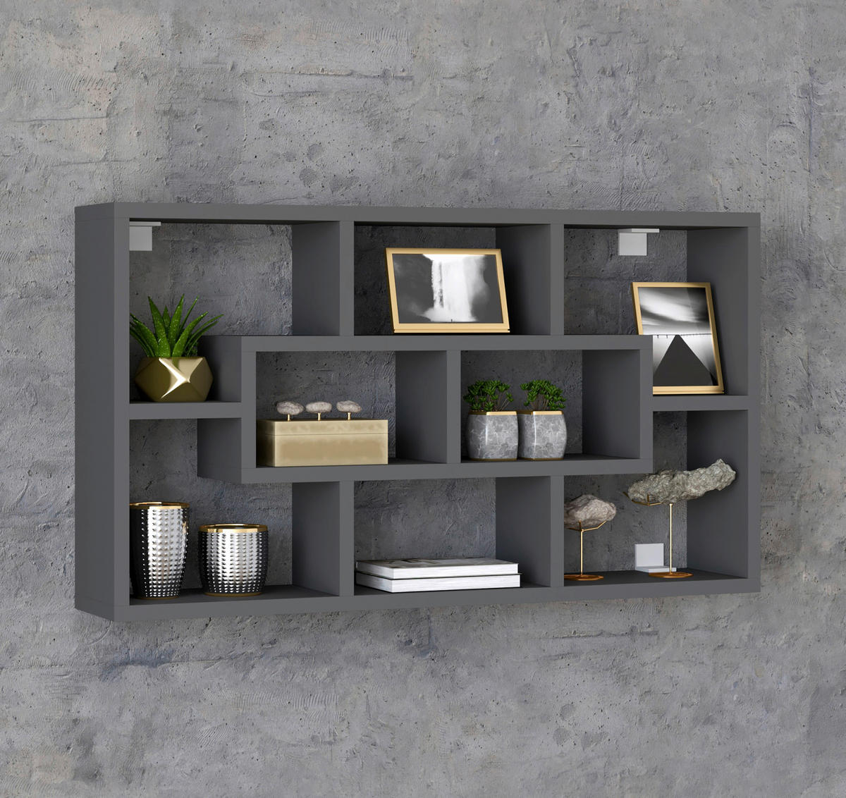 VÄGGHYLLPLAN 85/48/16 cm  - antracit, Modern, trämaterial (85/48/16cm) - MID.YOU