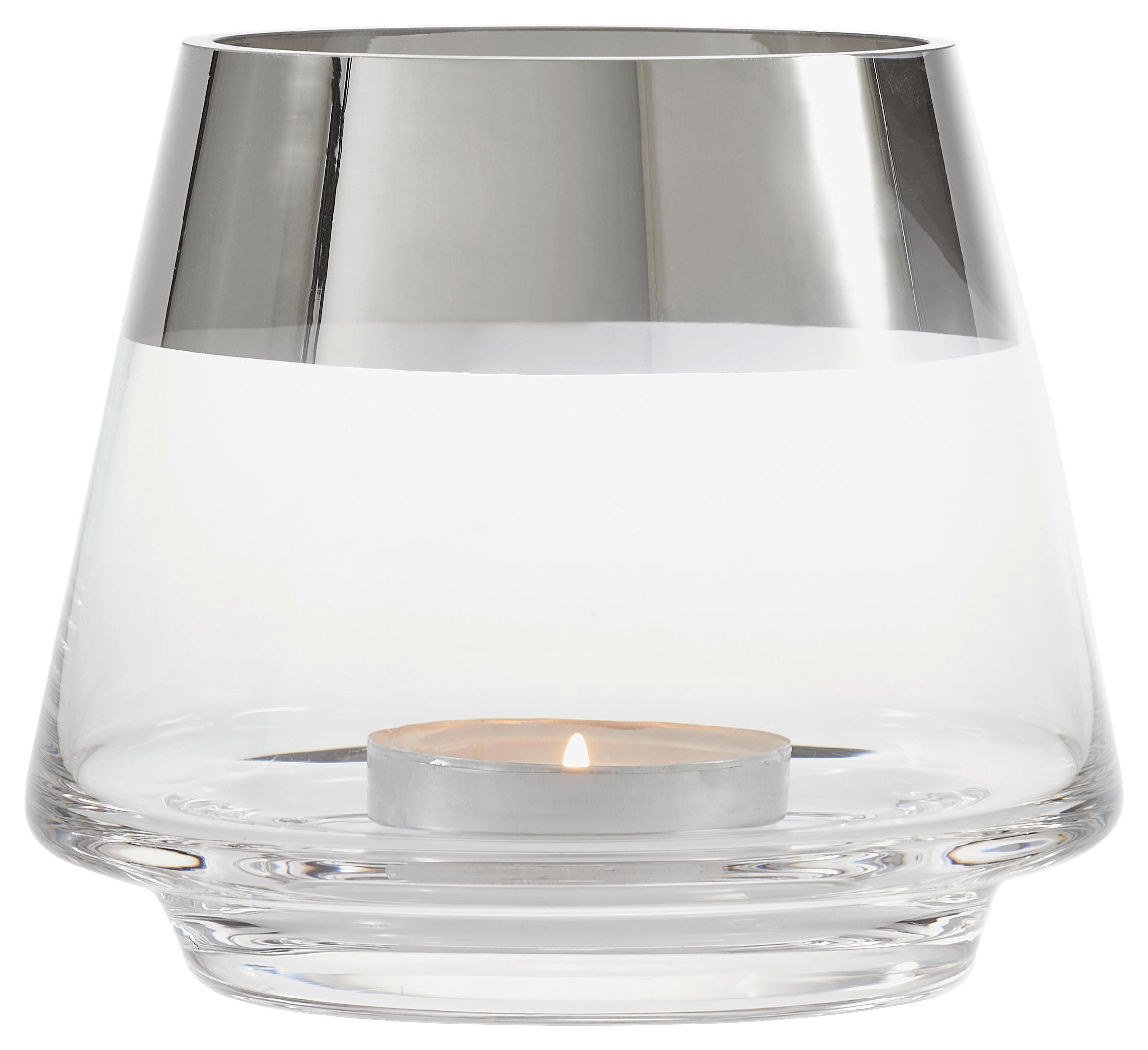 WINDLICHT Klar, Chromfarben 15/13 cm  - Klar/Chromfarben, LIFESTYLE, Glas (15/13cm) - Ambia Home