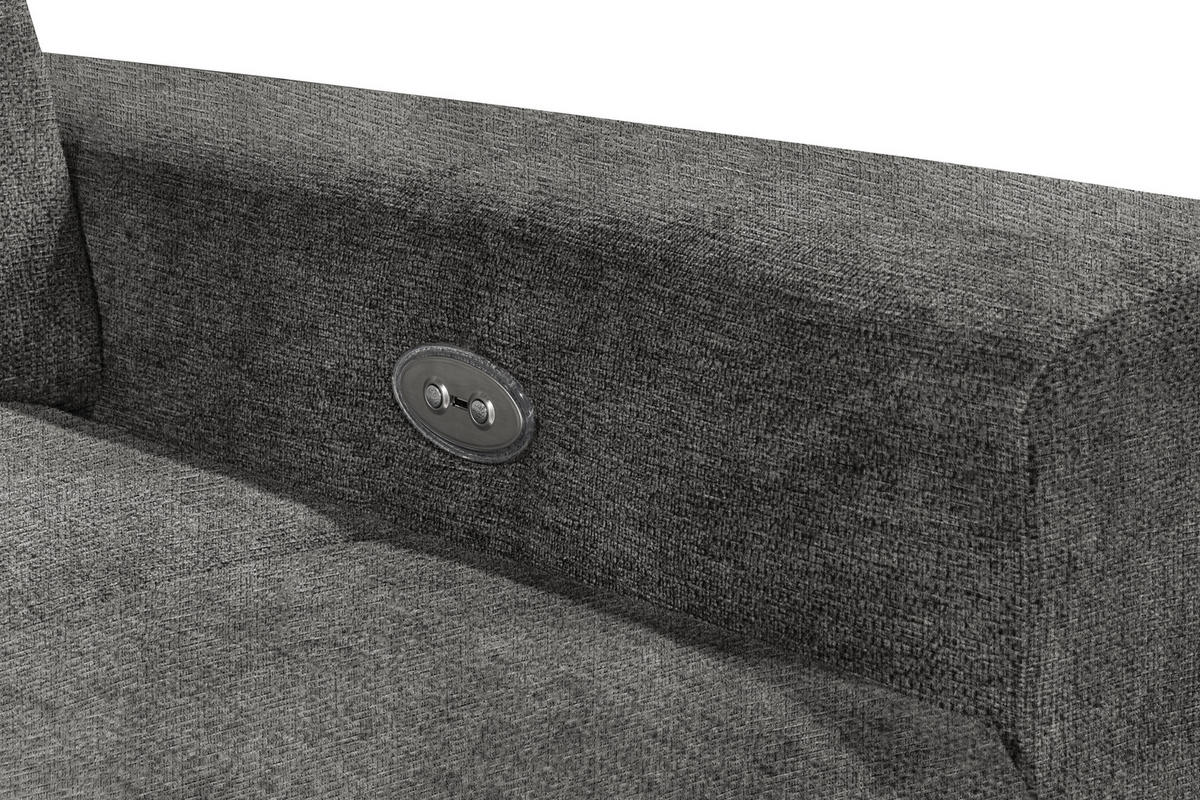 ECKSOFA SORELLA Graphitfarben Chenille Kopfteilverstellung, Sitztiefenverstellung  - Schwarz/Graphitfarben, Design, Kunststoff/Textil (182/328cm) - MID.YOU