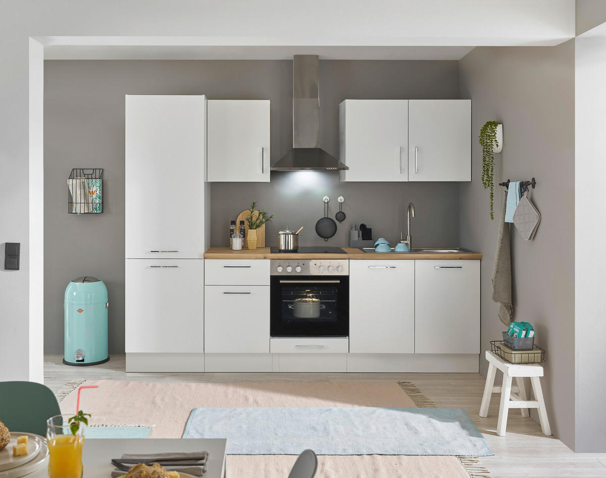 KÜCHENBLOCK 270 cm   in Weiß, Eiche Artisan  - Chromfarben/Weiß, Basics, Holzwerkstoff/Metall (270cm) - MID.YOU