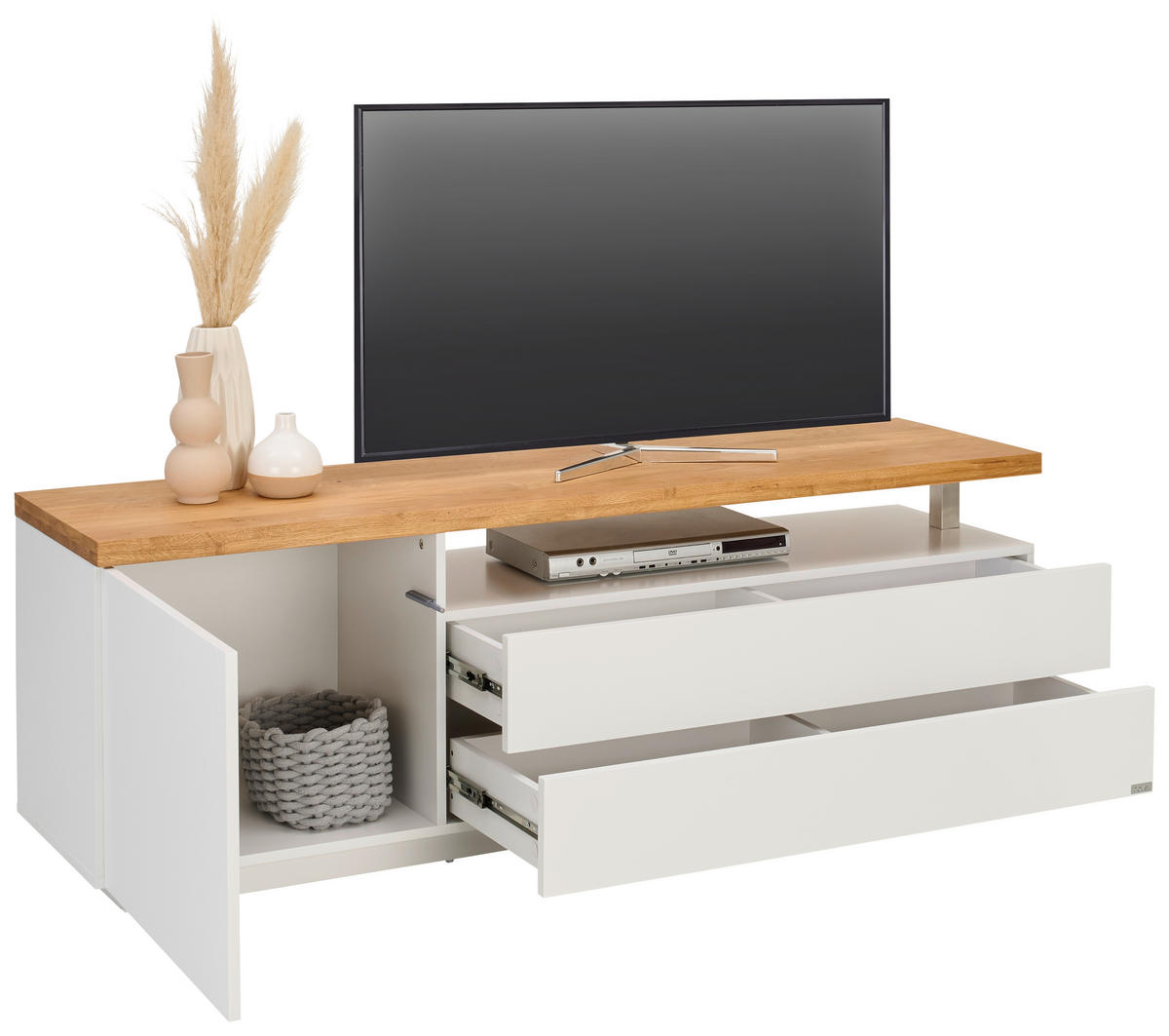 NISKA KOMODA   160/53,5/41,5 cm   bela, boja hrasta   - boja hrasta/bela, Konvencionalno, drvo/pločasti materijal (160/53,5/41,5cm) - Novel