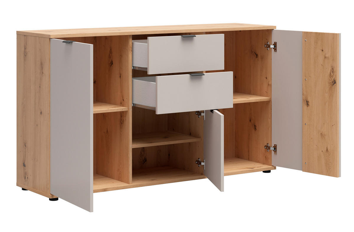 SIDEBOARD  150,5/87/40 cm 3 Schublade(n)  - Kaschmir/Schwarz, MODERN, Holzwerkstoff/Kunststoff (150,5/87/40cm) - Milino