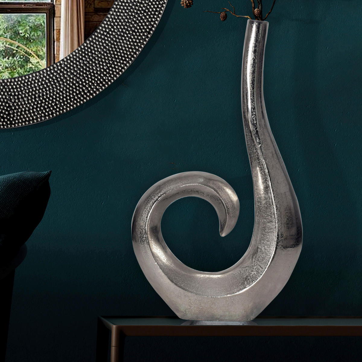 DEKOVASE  - Silberfarben, Design, Metall (26/47/8cm) - Livetastic
