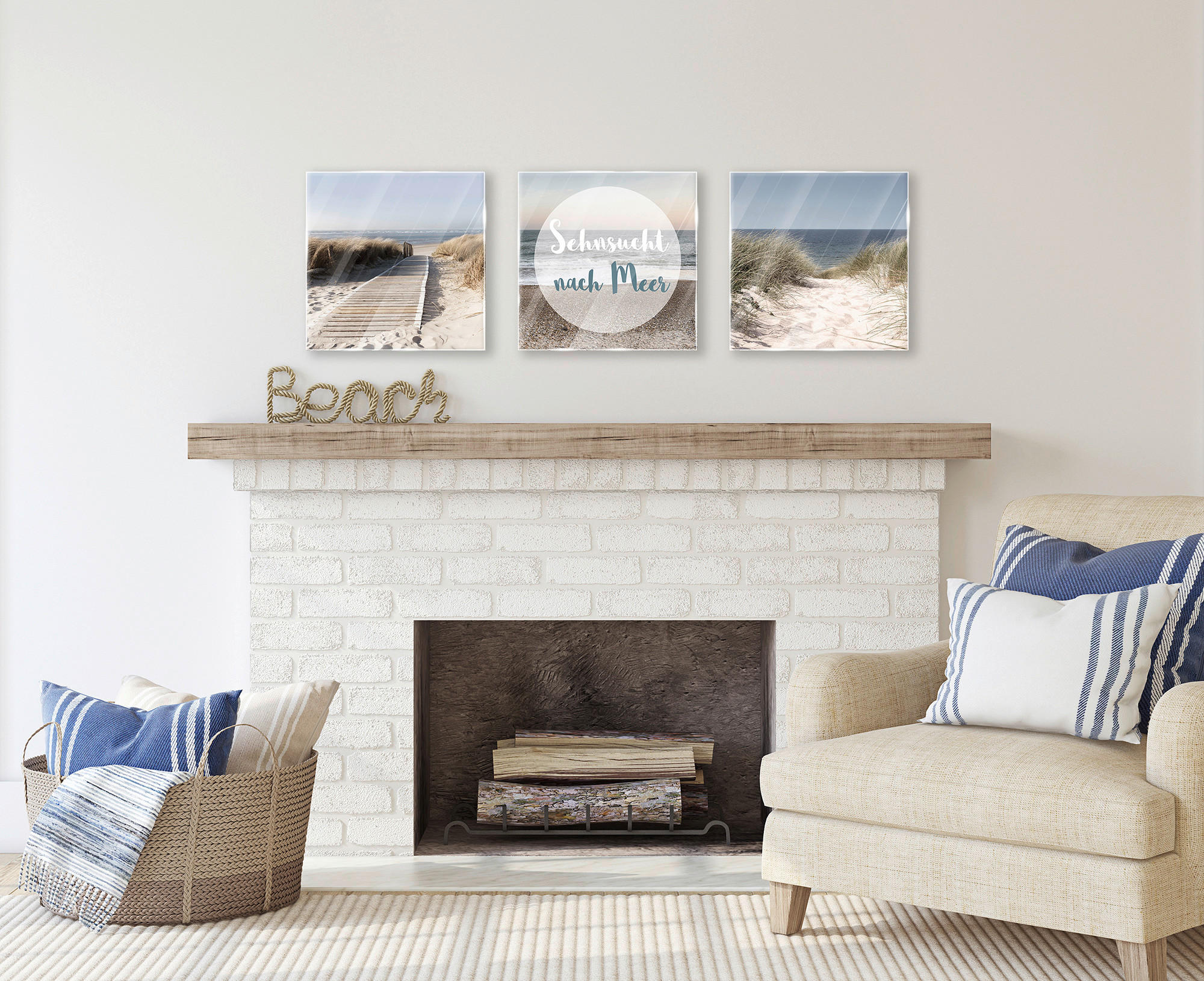 GLASBILD Strand & Meer  - Multicolor, Natur, Glas (30/30cm) - Euroart