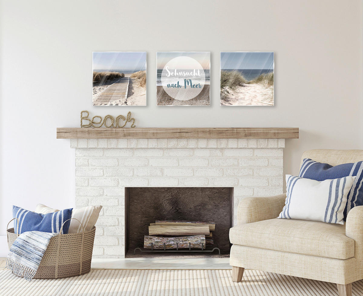 GLASBILD Strand & Meer  - Multicolor, Natur, Glas (30/30cm) - Euroart