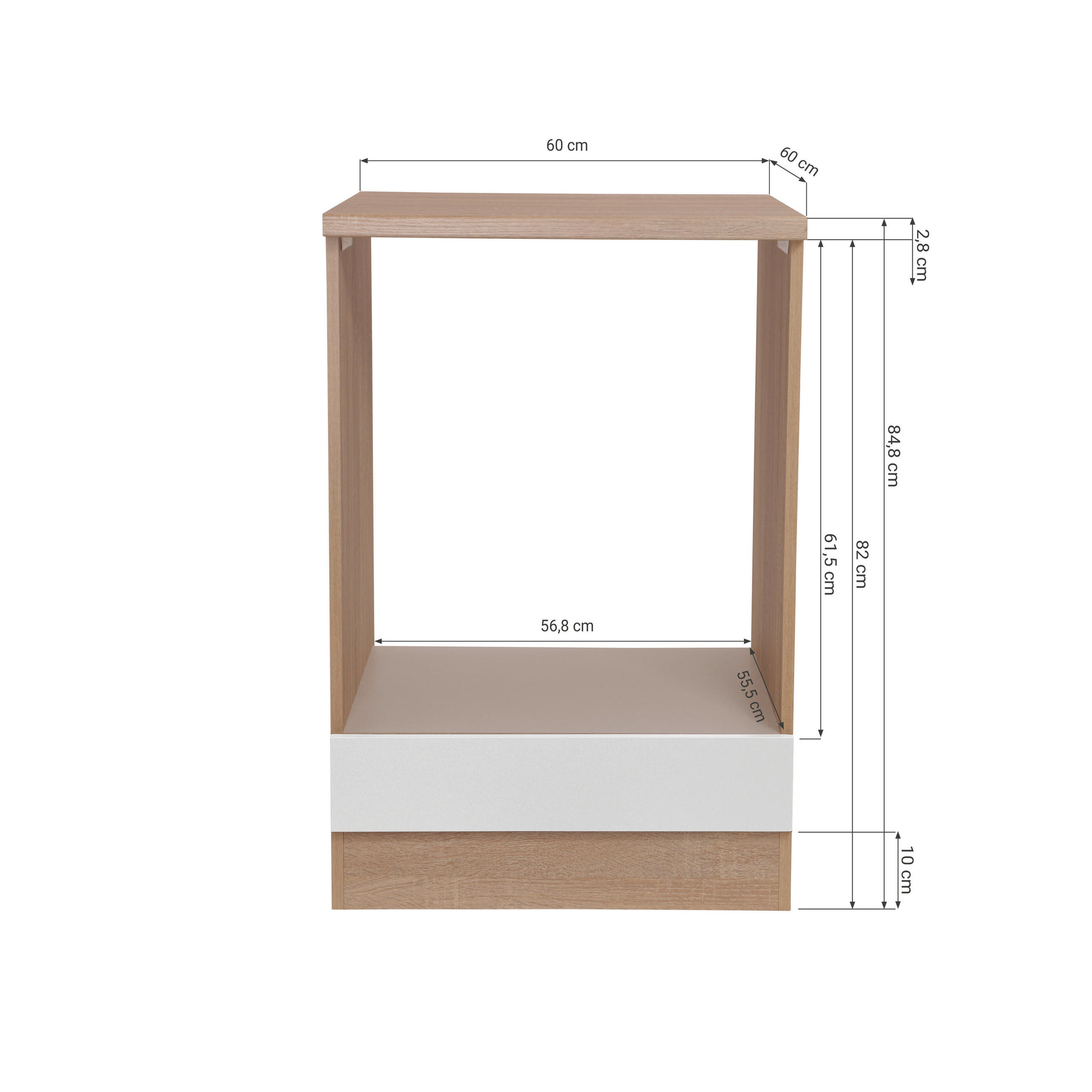 INBYGGNADSSKÅP FÖR SPIS 60/84,8/60 cm i svart, ekfärgad 84,8/60/60 cm