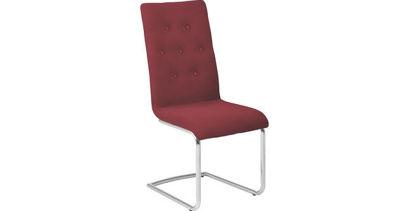 SCHWINGSTUHL in Leder, Metall Chromfarben, Dunkelrot - Chromfarben/Beige, Design, Leder/Metall (45/103/50cm) - Dieter Knoll