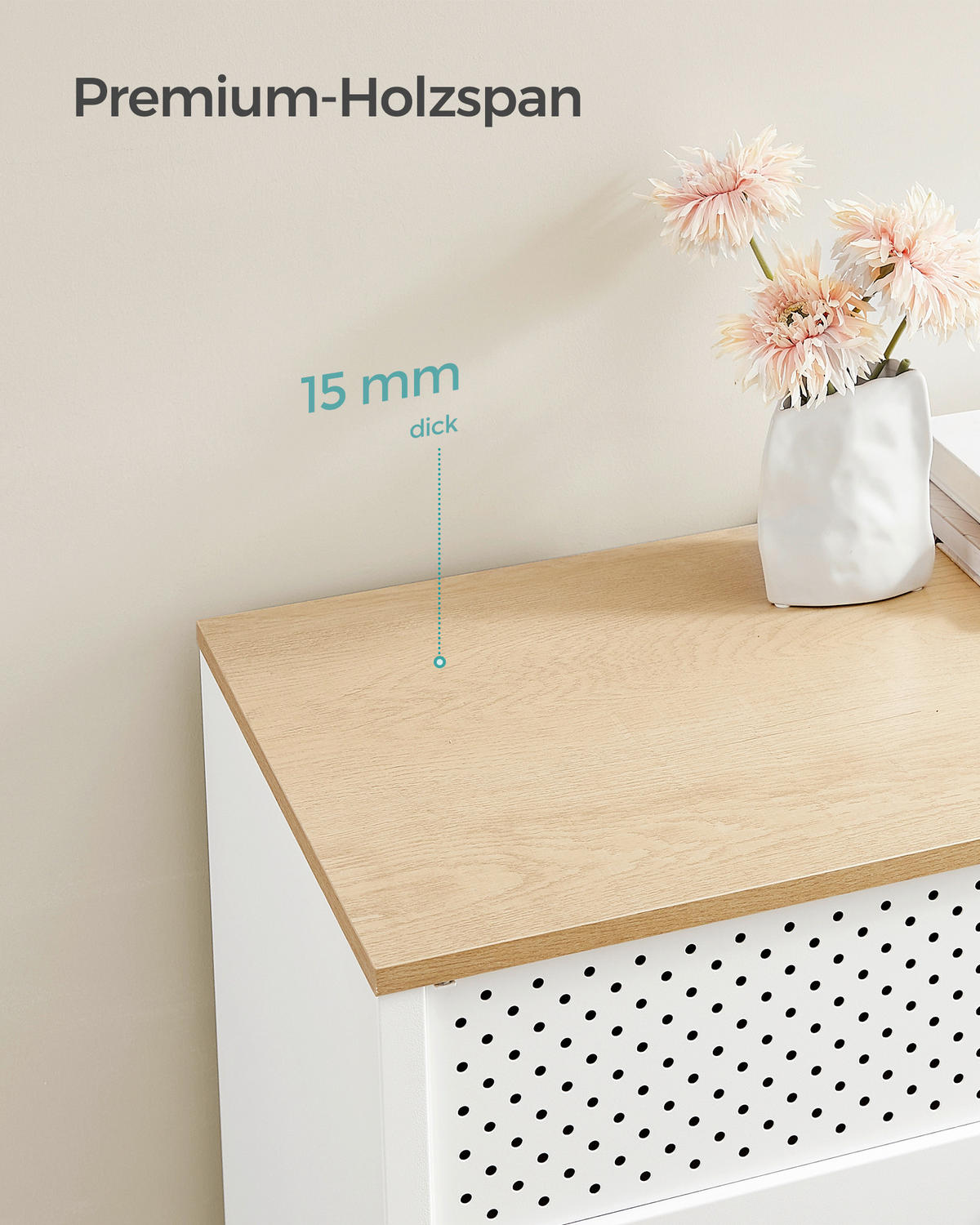 KOMMODE Songmics  in 80/76/40 cm  - Beige/Weiß, Trend, Holzwerkstoff/Metall (80/76/40cm) - Boxxx