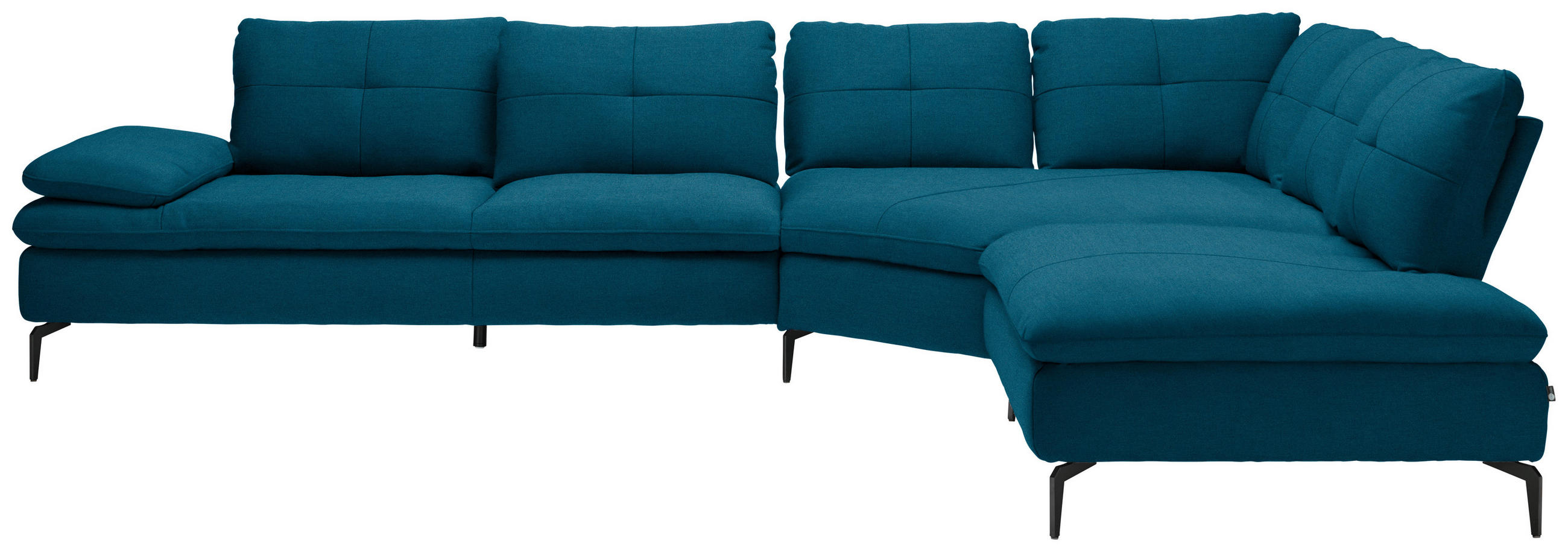 ECKSOFA in Flachgewebe Dunkelblau  - Schwarz/Dunkelblau, Design, Textil/Metall (344/271cm) - Chilliano