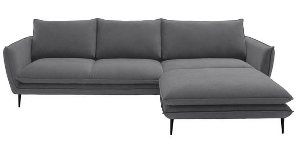 ECKSOFA  in Webstoff Dunkelgrau  304/196 cm  - Dunkelgrau/Schwarz, KONVENTIONELL, Textil/Metall (304/196cm) - Hom`in