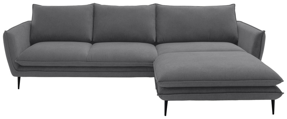 ECKSOFA Dunkelgrau Webstoff  - Dunkelgrau/Schwarz, KONVENTIONELL, Textil/Metall (304/196cm) - Hom`in