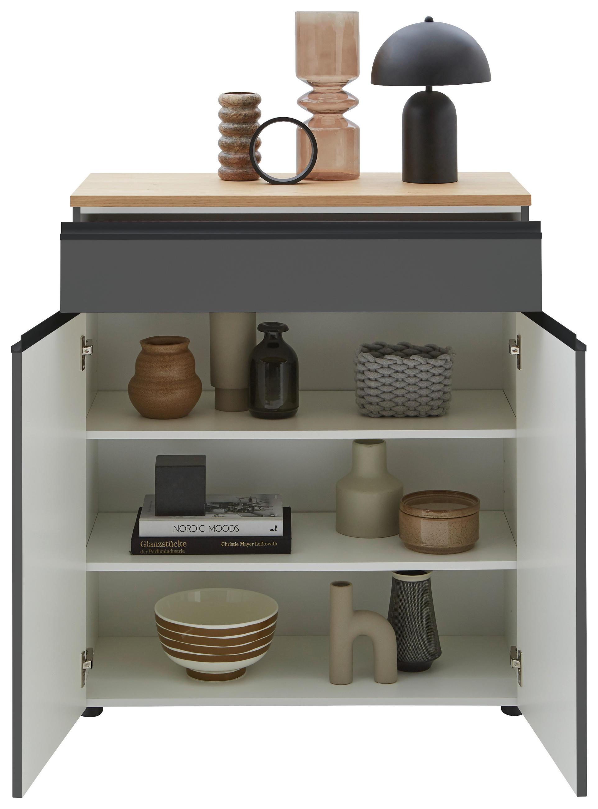 KOMMODE  in 90/102/41 cm  - Eichefarben/Schwarz, Design, Holz/Holzwerkstoff (90/102/41cm) - Dieter Knoll
