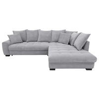 ECKSOFA Grau Cord Rückenkissen, Armlehnenkissen, Bettkasten, Schlaffunktion, Rücken echt, Liegefläche im Originalstoff  - Schwarz/Grau, KONVENTIONELL, Kunststoff/Textil (304/212cm) - Carryhome