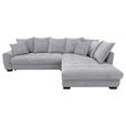 ECKSOFA Hellgrau Cord Rückenkissen, Armlehnenkissen, Bettkasten, Schlaffunktion, Rücken echt, Liegefläche im Originalstoff  - Hellgrau/Schwarz, KONVENTIONELL, Kunststoff/Textil (304/212cm) - Carryhome