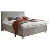 POLSTERBETT 160/200 cm,  in Naturfarben, Weiß, Matratze, gepolstertes Kopfteil, Lattenrost, Bettkasten, H2 + H3 = mittel + fest  - Beige/Alufarben, Design, Holz/Holzwerkstoff (160/200cm) - Beldomo - Sleep