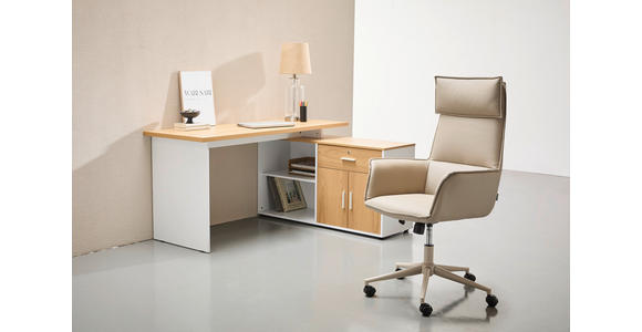 ECKSCHREIBTISCH 150/119/75 cm  in Weiß, Eiche Bianco  - Eiche Bianco/Silberfarben, Design, Holzwerkstoff/Kunststoff (150/119/75cm) - Xora