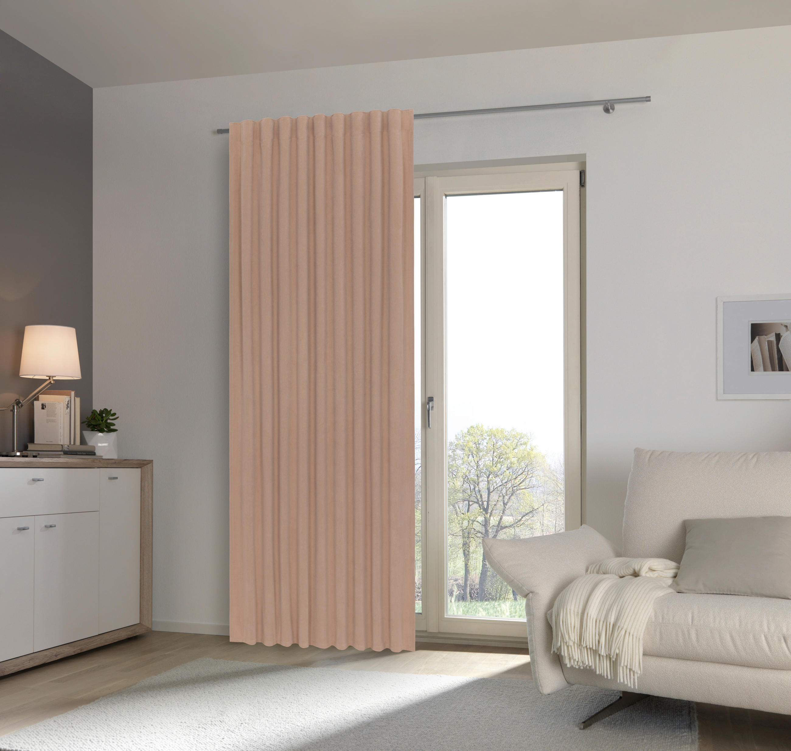 HOTOVÝ ZÁVĚS, 140/245 cm - šedohnědá, Basics, textil (140/245cm) - Esposa