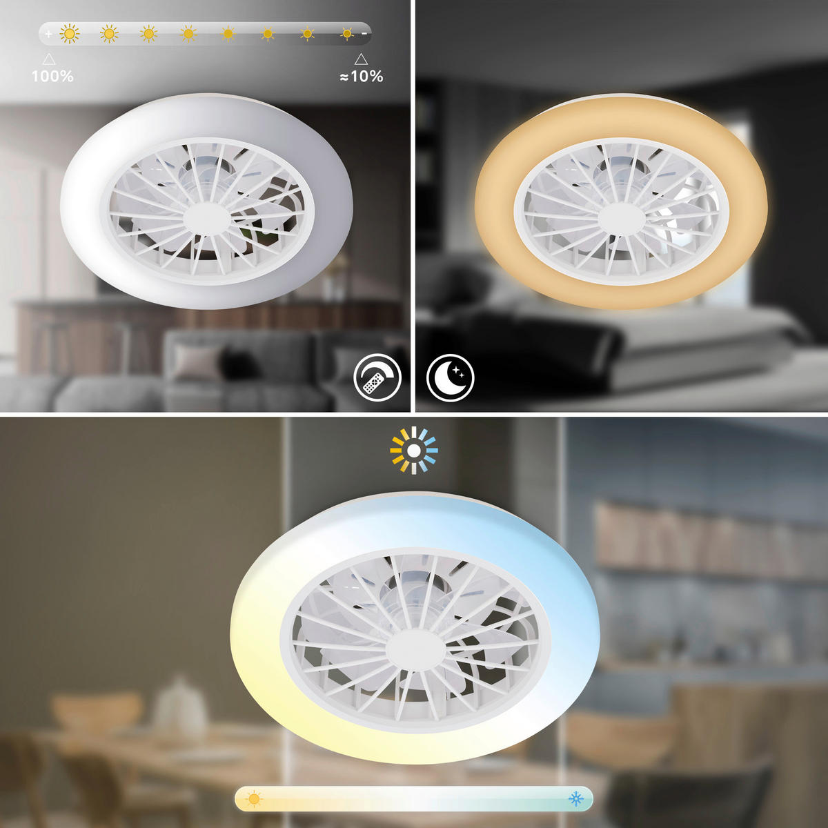 DECKENVENTILATOR 38/14 cm   - Weiß, Design, Kunststoff (38/14cm)