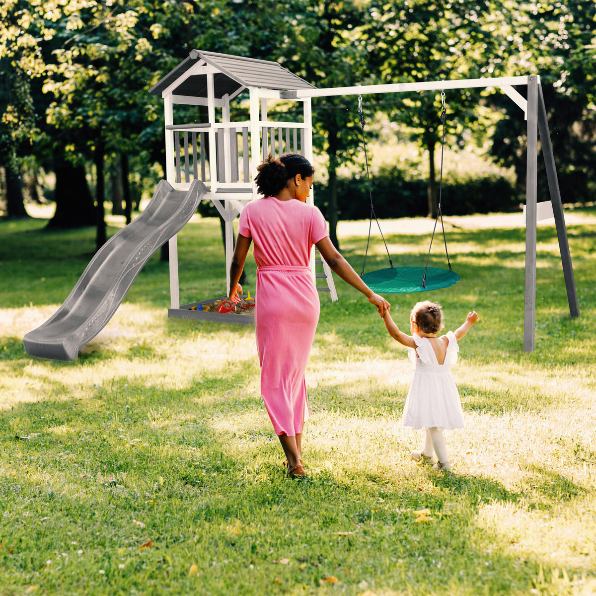 SPIELTURM 356,6/241,9/349 cm  - Weiß/Grau, KONVENTIONELL, Holz/Kunststoff (356,6/241,9/349cm) - Ambia Garden