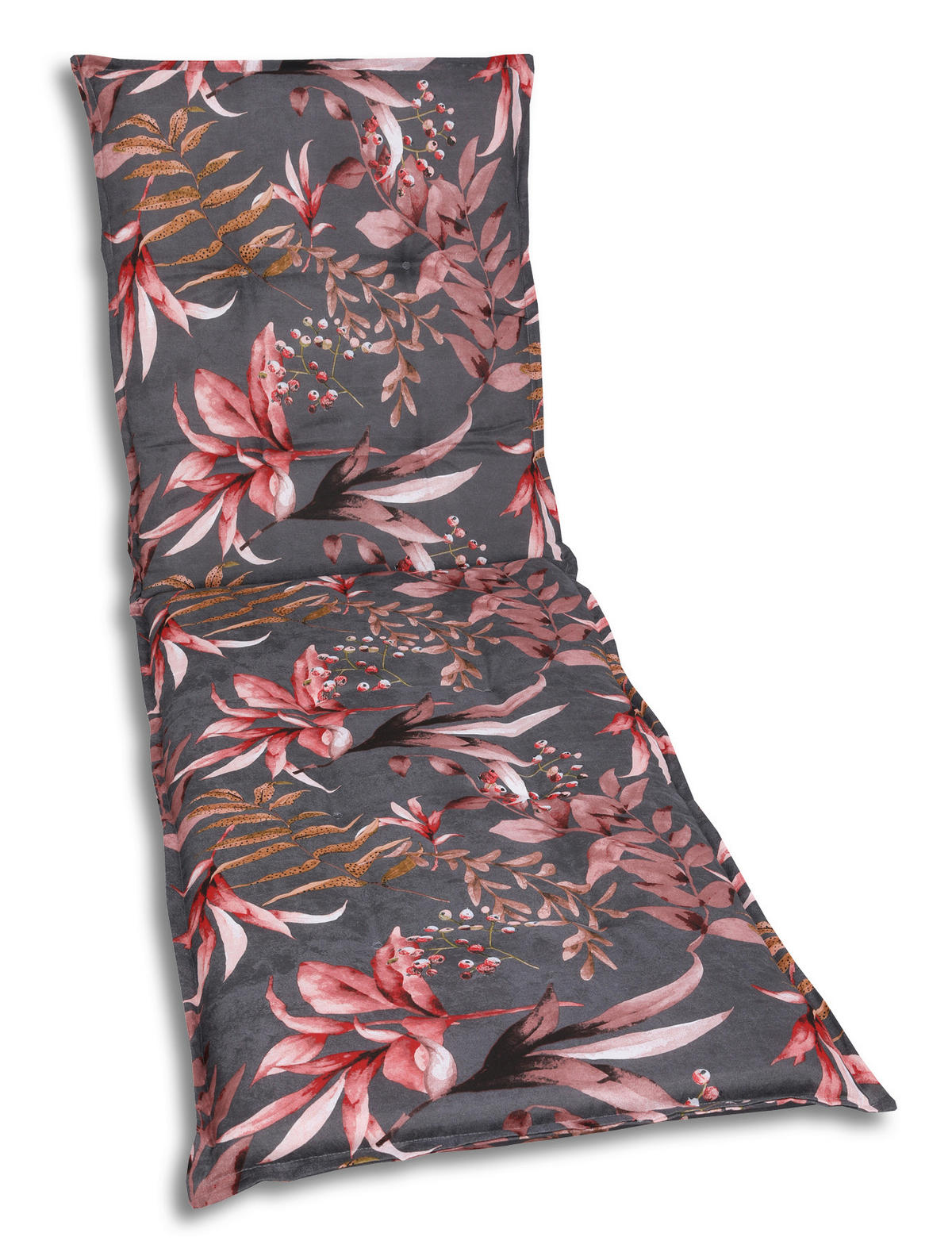 LIEGENAUFLAGE in Anthrazit, Braun, Rosa Blätter  - Anthrazit/Braun, Basics, Textil (60/7/190cm)