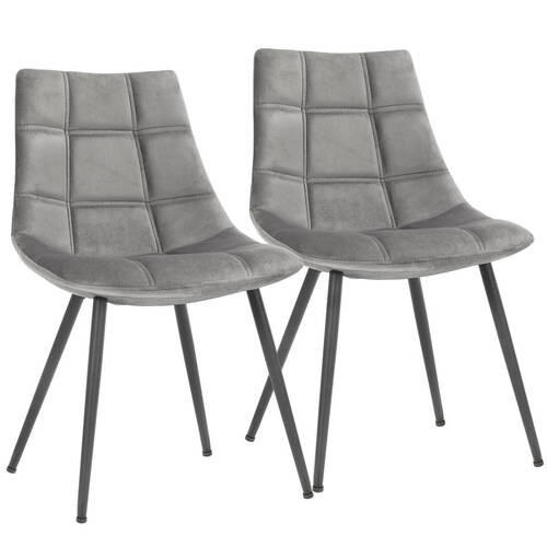 STUHL-SET 2 Stück  in Stahl Mikrofaser  - Schwarz/Grau, Trend, Textil/Metall (48,5/79/54cm) - Boxxx