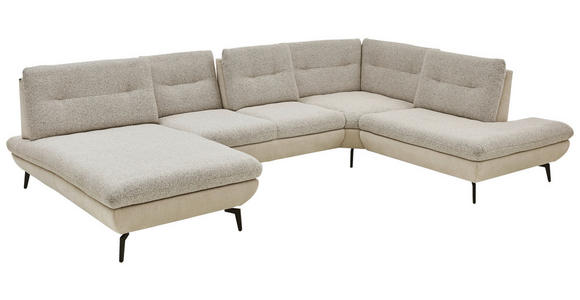 WOHNLANDSCHAFT Beige Chenille  - Beige/Schwarz, Design, Textil/Metall (190/352/243cm) - Dieter Knoll