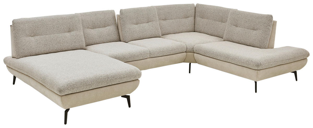 WOHNLANDSCHAFT Beige Chenille  - Beige/Schwarz, Design, Textil/Metall (190/352/243cm) - Dieter Knoll