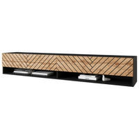 LOWBOARD A180 180/30/32 cm  stehend, hängend  - Eiche Wotan/Schwarz, Basics, Holzwerkstoff/Kunststoff (180/30/32cm) - P & B