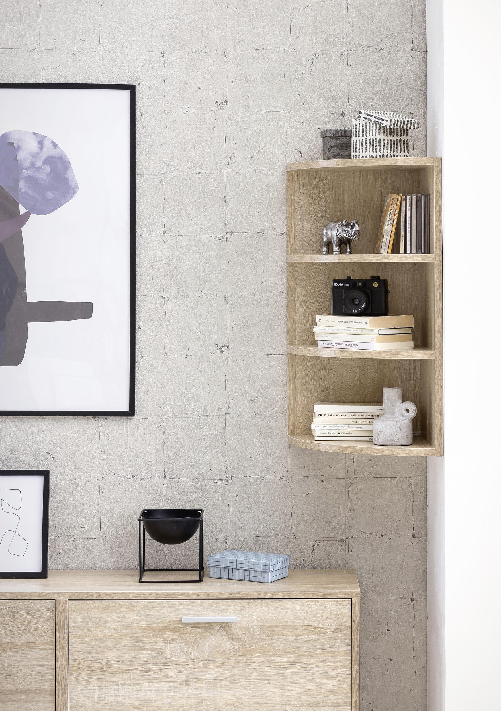 Thumbnail - Mid.you Eckregal, Eiche, Holzwerkstoff, 2 Fächer, 30x60x30 cm, hängend, Wohnzimmer, Regale, Eckregale