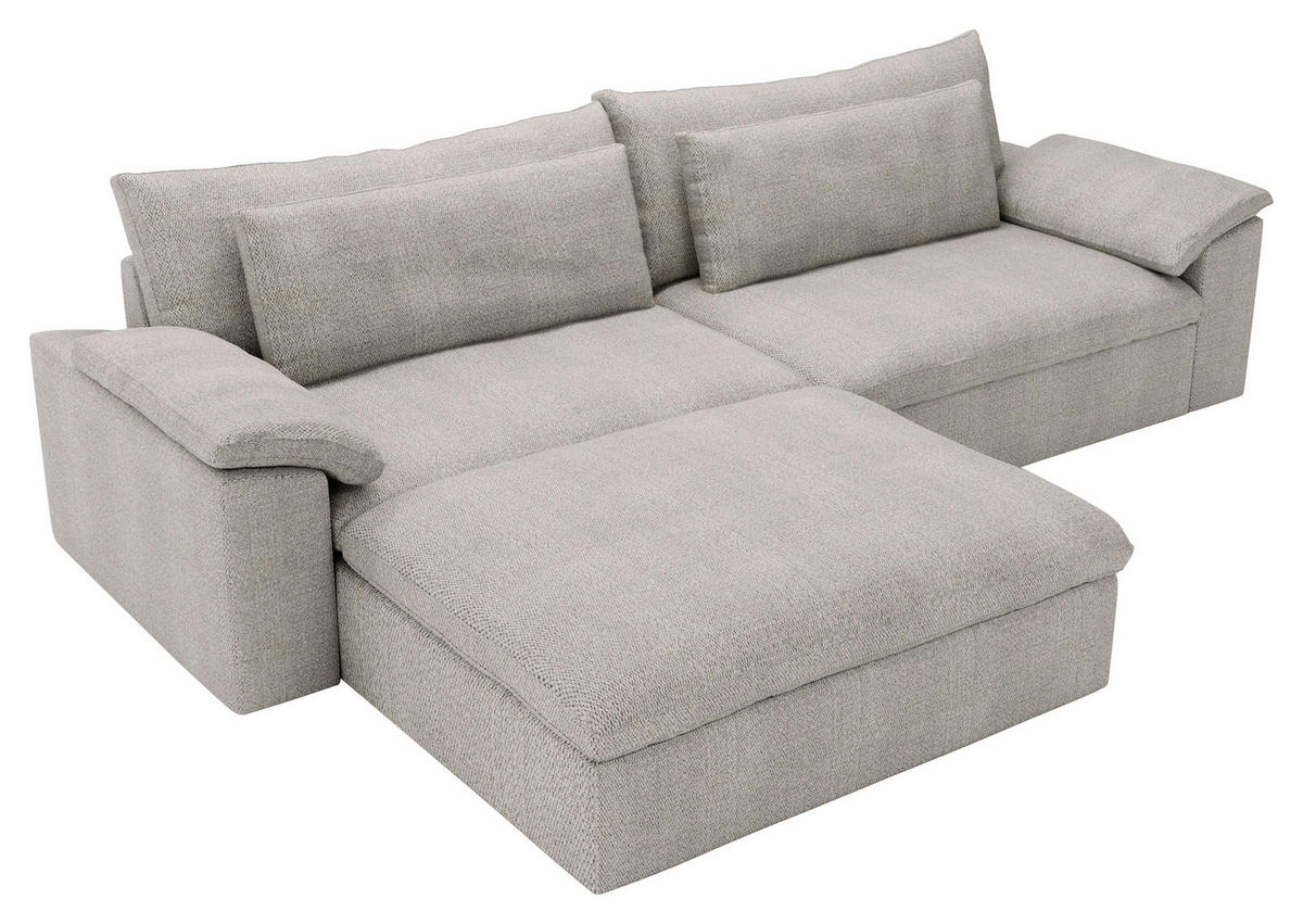 ECKSOFA  in Webstoff Greige  198/306 cm  - Greige/Schwarz, MODERN, Kunststoff/Textil (198/306cm) - Carryhome
