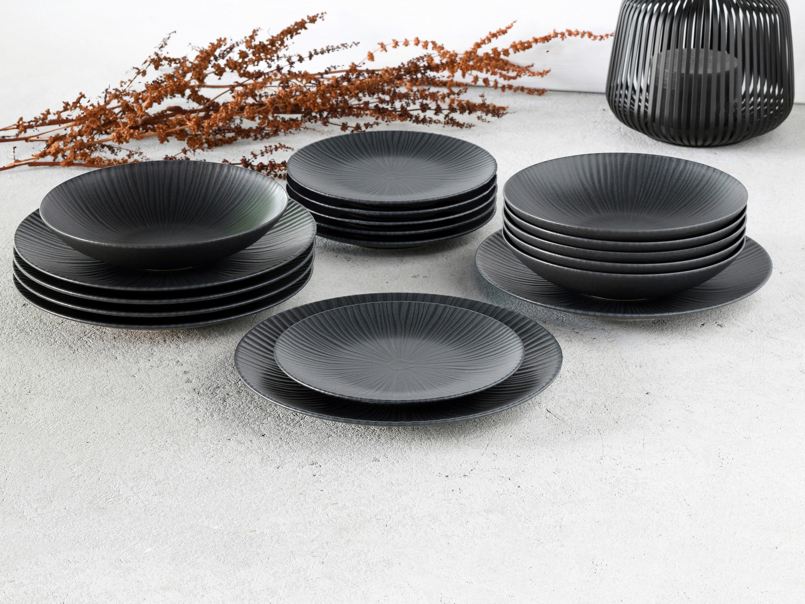 SERVIS Vesuvio 18 delar  - antracit, Basics, keramik - Creatable