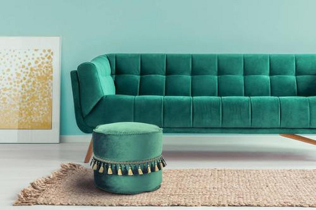 POUF Samt 45/38/45 cm  - Goldfarben/Grün, LIFESTYLE, Textil (45/38/45cm) - Kayoom