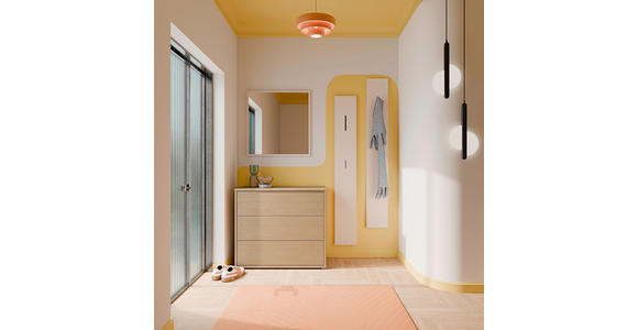 KOMMODE , 95/83/42 cm, 3 Schublade(n)  - Eichefarben/Silberfarben, Trend, Holzwerkstoff/Kunststoff (95/83/42cm) - Carryhome