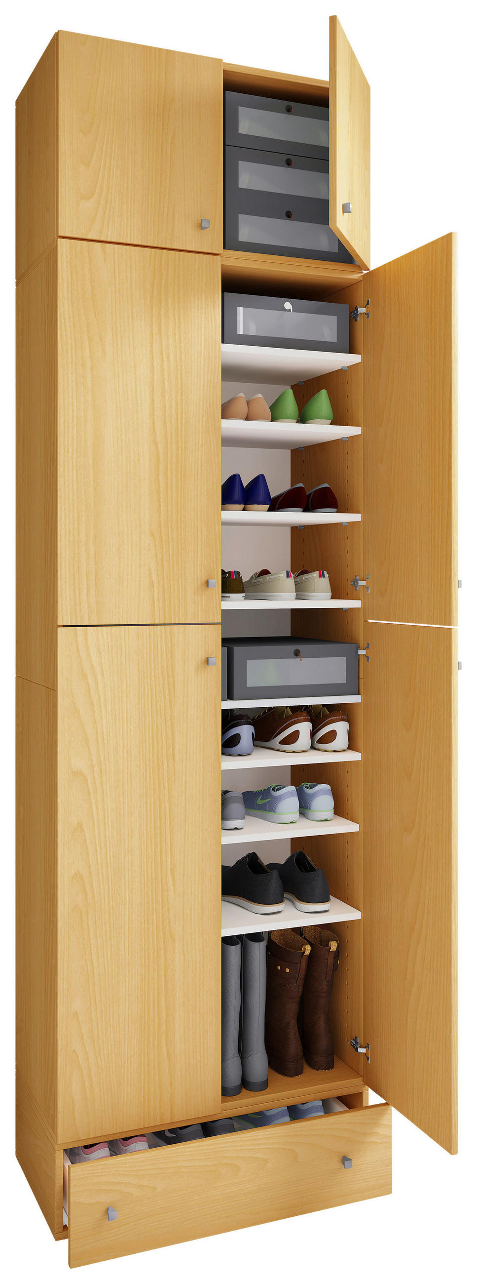 SCHUHSCHRANK  in 70/240/39 cm  - Buchefarben/Schwarz, Modern, Holzwerkstoff/Kunststoff (70/240/39cm) - MID.YOU