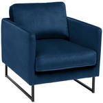 SESSEL in Samt Dunkelblau  - Schwarz/Dunkelblau, Design, Textil/Metall (72/78/84cm) - Carryhome