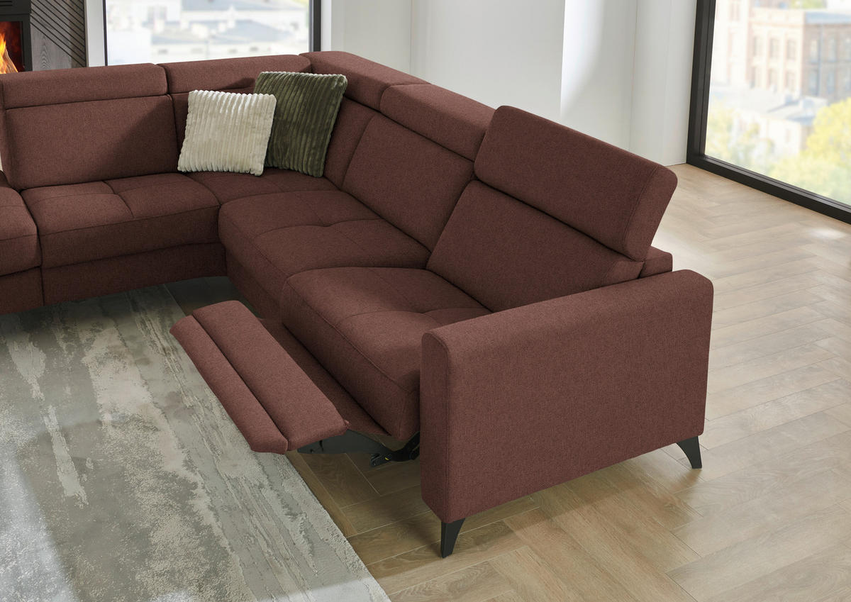 ECKSOFA Beldomo System in Flachgewebe Weinrot  214/276 cm  - Weinrot/Schwarz, KONVENTIONELL, Textil/Metall (214/276cm) - Beldomo System