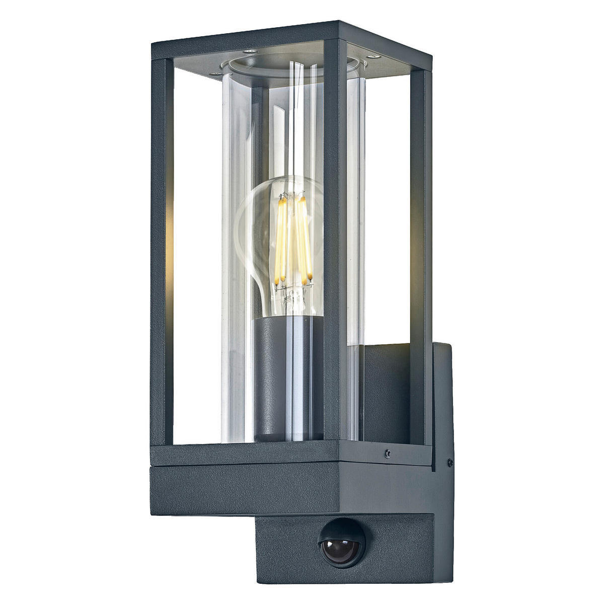 AUßENLEUCHTE 11/14/28,5 cm   - Dunkelgrau, Basics, Glas/Metall (11/14/28,5cm) - Osram