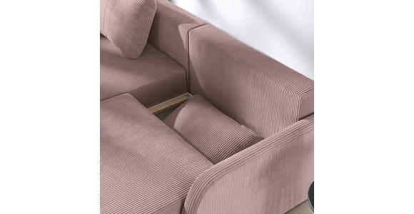 ECKSOFA in Cord Rosa  - Schwarz/Rosa, KONVENTIONELL, Kunststoff/Textil (217/146cm) - Carryhome