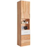 REGAL  50/213/41 cm Weiss, Erlefarben  - Chromfarben/Weiss, Natur, Glas/Holz (50/213/41cm) - Linea Natura