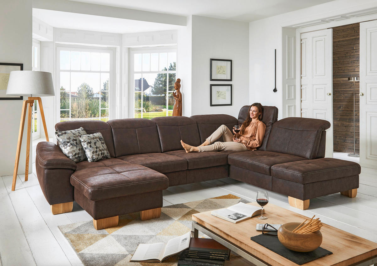 SEDACÍ SOUPRAVA, textil, mokka - divoký dub/mokka, Natur, textil (243/343/185cm) - Beldomo Comfort