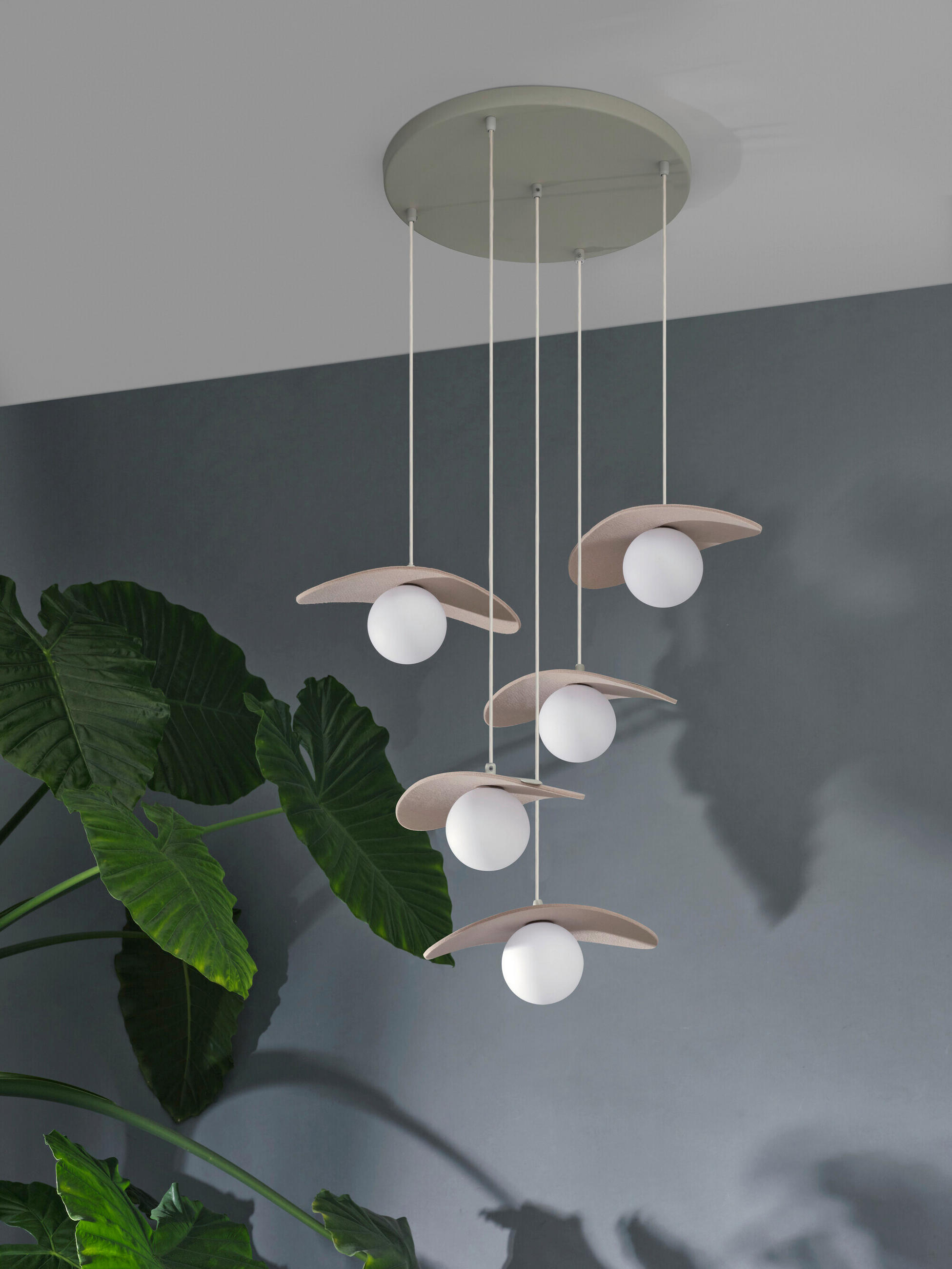 HÄNGELEUCHTE 50/50/150 cm  - Beige, Design, Glas/Textil (50/50/150cm) - Osram